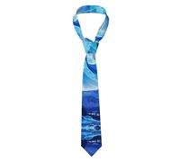 WHJSSF Splendida cravatta da uomo con immagine dell'aurora boreale, morbida e confortevole, per affari, tutti i giorni, lavoro, compleanni, matrimoni, feste, banchetti, 147 x 8 cm, facile da pulire