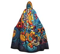 WHJSSF strisce multicolore stampato adulto Halloween giacca con cappuccio mantello lungo partito mantello adatto per uomini e donne