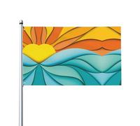 WHJSSF Sunset and Sunrise con stampe di onde oceaniche e mare, bandiere decorative per esterni, 9 x 1,5 m, in poliestere vivace per cortile, patio e feste