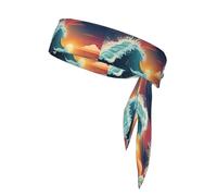 WHJSSF Sunset and Sunrise with Ocean Sea Waves Picture Sports Foulard double face ad asciugatura rapida, traspirante per donne, ragazze e uomini