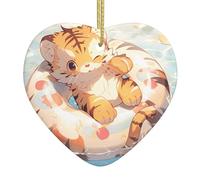 WHJSSF Super Cute Little Tiger Picture Christmas Ceramic Love Pendant Decoration Interior Decoration Festival Gift
