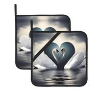 WHJSSF Swan Heart Prints - Sottovaso quadrato per la rimozione del coperchio della cucina, forni a microonde, forni, con corda laterale per appendere
