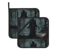 WHJSSF Tappetino isolante quadrato con stampa Monster in The Woods (set da due pezzi) per la rimozione del coperchio della cucina, forni a microonde, forni, con corda laterale per appendere