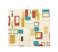WHJSSF Tappetino scolapiatti da cucina con stampe moderne di metà secolo, super assorbente, con stampe colorate, strato di appoggio ad asciugatura rapida per piatti, bicchieri e piccoli