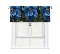 WHJSSF Tenda con stampa di fiori blu sotto la pioggia con asta corta, 137,2 x 45,7 cm per finestre di cucina, bagno, lavanderia e studio, con un filtro della luce
