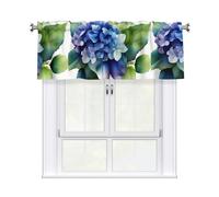 WHJSSF Tenda corta con motivo ortensia ad acquerello con asta mantovana, 137,2 x 45,7 cm, filtraggio della luce, trattamento per finestre, per cucina, bagno, lavanderia, studio