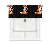 WHJSSF Tenda corta con volpe che gioca la pipa con asta mantovana, 137,2 x 45,7 cm, filtraggio della luce, trattamento per finestre, per cucina, bagno, lavanderia, studio