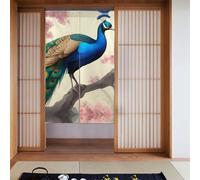 WHJSSF Tenda divisoria orientale con pavone su albero di fiori stampato, protezione della privacy adatta per cucina, bagno, stanza 86,4 x 142,2 cm