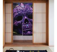 WHJSSF Tenda divisoria per porta con stampa di teschio horror viola e zucchero, protezione della privacy, adatta per cucina, bagno, stanza, 86,4 x 142,2 cm