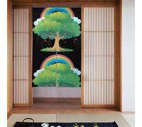 WHJSSF Tenda divisoria per porta stampata arcobaleno sotto l'albero protezione della privacy adatta per cucina, bagno, stanza 86,4 x 142,2 cm