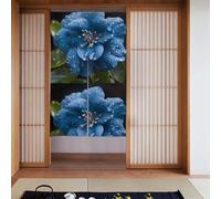 WHJSSF Tenda divisoria per porta stampata con fiori blu sotto la pioggia, protezione della privacy adatta per cucina, bagno, stanza 86,4 x 142,2 cm