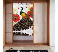 WHJSSF Tenda divisoria per porta stampata con fiori rossi pavone protezione della privacy adatta per cucina, bagno, stanza 86,4 x 142,2 cm