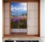 WHJSSF Tenda divisoria per porta stampata con fiori viola natura, prato, montagna, protezione della privacy, adatta per cucina, bagno, stanza, 86,4 x 142,2 cm