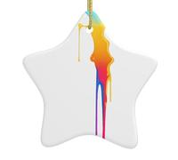 WHJSSF The Diffusion of Pigment Dripping Printed Christmas Ceramic Star Pendant Ornament Easy to Hang, Very Suitable for Decoration Christmas Trees