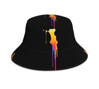 WHJSSF The Diffusion of Pigment Dripping Printing - Cappello alla pescatora riflettente unisex per protezione solare per uomini e donne, nero