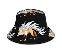 WHJSSF The Ferocious Fox - Cappello alla pescatora riflettente con stampa di volpe, unisex, protezione solare per uomini e donne, nero
