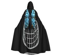 WHJSSF The Imprisoned - Mantello con cappuccio per Halloween, con stampa a farfalla, grande, con papillon, senza cerniera