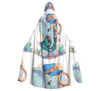 WHJSSF The Little Elephant On The Adventure - Mantello con cappuccio per Halloween, per giochi di ruolo, costumi da palcoscenico, feste, facile da pulire
