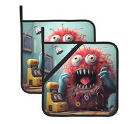 WHJSSF The Little Monster Calling Prints, tappetino isolante quadrato (set da due pezzi) per la rimozione del coperchio della cucina, forni a microonde, forni, con corda laterale per appendere