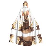 WHJSSF The little mouse making faces stampato Halloween adulto mantello con cappuccio grande mantello con cappuccio con papillon, senza cerniera