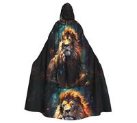 WHJSSF The Proud Lion Prints - Mantello con cappuccio per Halloween, per giochi di ruolo, costumi da palcoscenico, feste, facile da pulire