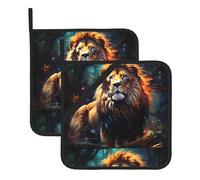 WHJSSF The proud Lion Prints, tappetino quadrato isolato in 2 pezzi, spesso, resistente, per isolamento termico, per microonde, forno e grigliate all'aperto