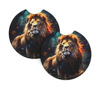 WHJSSF The Proud Lion - Set di 2 sottobicchieri per auto, impermeabili, ad asciugatura rapida, inodore, per la maggior parte delle auto, camion, SUV