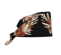 WHJSSF Turchia, berretto da lavoro con motivo corona di piume, per donne e uomini, regolabile, assorbe il sudore, traspirante, nero