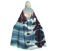 WHJSSF Waves Lapping At The Rocks - Mantello con cappuccio per Halloween, per adulti, super grande, con cappuccio