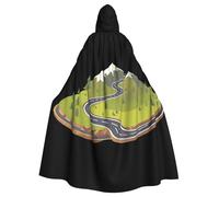 WHJSSF Winding mountain road Pattern Halloween adulto con cappuccio mantello mantello da indossare durante Halloween, gioco di ruolo