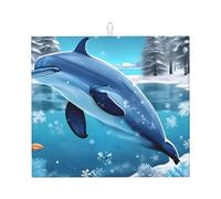 WHJSSF Winter The Dolphin Prints, tappetino assorbente da cucina per uso come scolapiatti per mantenere asciutti i piani di lavoro