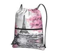 WHJSSF Zaino con stampa a olio Torre Eiffel Parigi con coulisse e cerniera, leggero e pieghevole, borsone da viaggio con tasca frontale e organizer interno