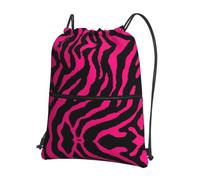 WHJSSF Zebra, tigre leopardata, stampa rosa con coulisse e cerniera, borsa da palestra leggera e pieghevole, borsone da viaggio con tasca frontale e organizer interno