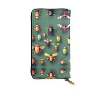 WHJWXC Portafoglio in pelle 19 x 10,5 cm, elegante e resistente, da donna, con scomparti multipli e cerniera, stampa di insetti atlante, nero, taglia unica, Nero , Taglia unica