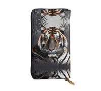 WHJWXC Portafoglio in pelle 19 x 10,5 cm, elegante e resistente, da donna, con scomparti multipli e cerniera, motivo tigre a riposo, nero, taglia unica, Nero , Taglia unica
