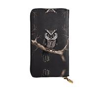 WHJWXC Portafoglio in pelle 19 x 10,5 cm, elegante e resistente, da donna, con scomparti multipli e cerniera, stampa a tarda notte, con gufo, nero, taglia unica, Nero , Taglia unica