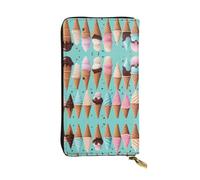 WHJWXC Portafoglio in pelle 19 x 10,5 cm, elegante e resistente, da donna, con scomparti multipli e cerniera, motivo coni gelato, nero, taglia unica, Nero , Taglia unica