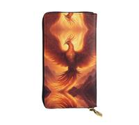 WHJWXC Portafoglio in pelle 19 x 10,5 cm, elegante e resistente, da donna, con scomparti multipli e cerniera, bellissimo motivo fenice, nero, taglia unica, Nero , Taglia unica