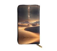 WHJWXC Portafoglio in pelle 19 x 10,5 cm, elegante e resistente, da donna, con scomparti multipli e cerniera, motivo stelle del deserto, nero, taglia unica, Nero , Taglia unica