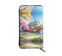 WHJWXC Portafoglio in pelle 19 x 10,5 cm, elegante e resistente, da donna, con scomparti multipli e cerniera, motivo unicorno fiaba, nero, taglia unica, Nero , Taglia unica