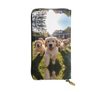 WHJWXC Portafoglio in pelle 19 x 10,5 cm, elegante e resistente, da donna, con scomparti multipli e cerniera, stampa di cuccioli di Golden Retriever, nero, taglia unica, Nero , Taglia unica