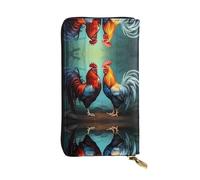 WHJWXC Portafoglio in pelle 19 x 10,5 cm, elegante e resistente, da donna, con scomparti multipli e design con cerniera, grazioso motivo gallo, nero, taglia unica, Nero , Taglia unica
