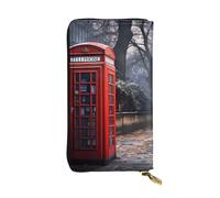 WHJWXC Portafoglio in pelle da 19 x 10,5 cm, elegante e resistente, da donna, con scomparti multipli e cerniera, motivo cabina telefonica rossa, motivo London Street, nero, taglia unica, Nero , Taglia