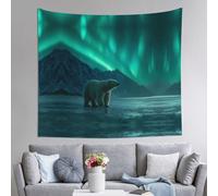 WHJWZY Arazzo decorativo di qualità con orso polare nell'aurora boreale, 152,4 x 129,5 cm: morbido, leggero, adatto per arazzi da appendere alla parete