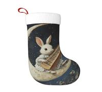 WHJWZY Calza decorativa natalizia, per giorni festivi, feste, Natale, Halloween e Capodanno, coniglietto che suona il pianoforte