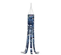 Whjwzy Calze a vento di alta qualità per Halloween, con luce per decorazioni esterne, ventaglio leggero da 101,2 cm con luci, stampe di balene assassine blu