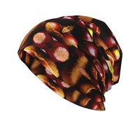 WHJWZY Cappello lavorato a maglia, alla moda, per adulti, comodo ed elegante, per tutte le stagioni, con stampa di castagne fresche, colore: nero