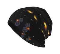 WHJWZY Cappello lavorato a maglia, alla moda, per adulti, comodo ed elegante, per tutte le stagioni, con stampa di lucciole, colore: nero