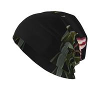 WHJWZY Cappello lavorato a maglia, alla moda, per adulti, comodo ed elegante, per tutte le stagioni, motivo tulipano, colore: nero