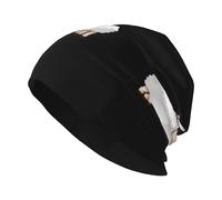 WHJWZY Cappello lavorato a maglia, alla moda, per adulti, comodo ed elegante, per tutte le stagioni, motivo pecora, nero